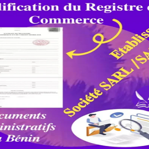 Modification du registre de commerce ou établissement