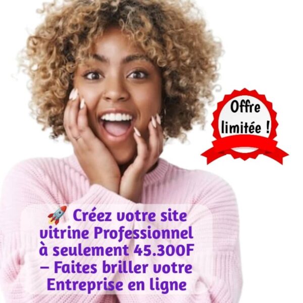 Créez un site vitrine professionnel optimisé SEO pour votre entreprise à seulement 43.300F. Offre limitée avec 3 mois de référencement gratuit !